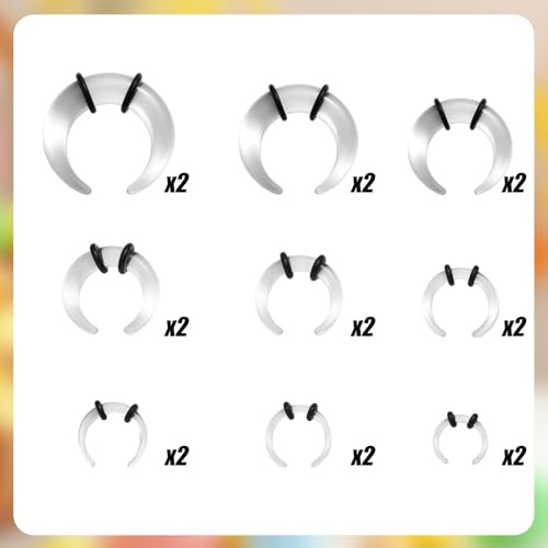 Mikovivi Acrylic Septum Rings,Plastic Horseshoe C-Shape Pincher Taper Cartilage Stretching Kit Piercing Retainer Jewelry for Women Man Nose Ear Tragus Size 14G 12G 10G 8G 6G 4G 2G 0G 00G