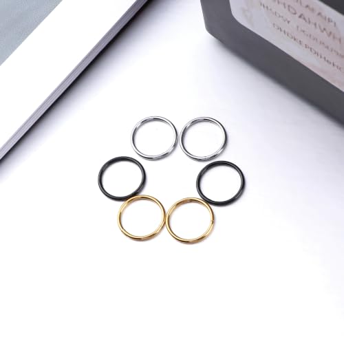 Nose Rings 20G 18G 16G 316L Surgical Steel Hinged Clicker Segment Nose Hoop Helix Cartilage Daith Tragus Sleeper Earrings Body Lip Piercing Jewelry for Women Men 6mm 7mm 8mm 10mm 12mm - style: 13:Silver+Gold-20G*6mm(4pcs)