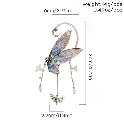 Ear Cuffs for Women, Hook without Pierced Ear Bone Clip Climber Earrings, Butterfly Shaped Ear Clip Wrap Around Earring No Piercing Cuff Earrings for Women - color: Blue