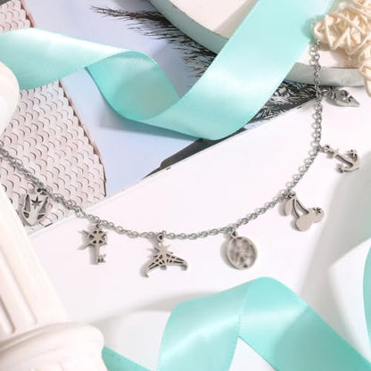 Inspired Necklace with 7 Charms Stainless Steel Pendant Women Jewelry Chain | for Katseye The Wild World Tour Concert Chain Jewelry Accessory Merch Gift