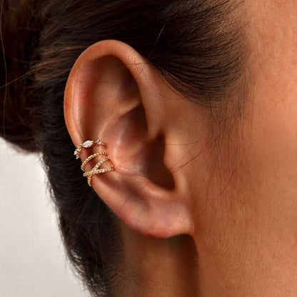 Ear Cuff Earrings for Women Non Piercing,Dainty 14K Gold Plated Chain Cartilage Earrings Set Gold Statement Cuff Earring Stack Fashion Cartilage Earrings for Women Trendy Gold Jewelry - color: ear cuff1-Gold