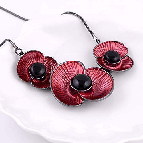 AMYJANE Vintage Statement Jewelry Set - Spring Leaf Flower Floral Plant Necklace Earring Set Crystal Rhinestone Fashion Costume Jewelry for Women Prom Party Unique Gift - style: ML red flower jewelry set
