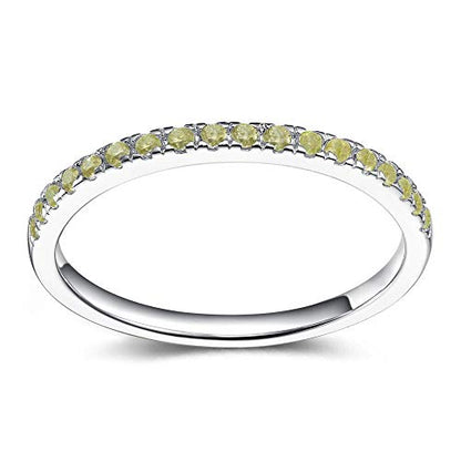 EAMTI CZ Wedding Band for Women 925 Sterling Silver Half Eternity Stackable Ring Size 3-13 - color: sterling silver-olive green