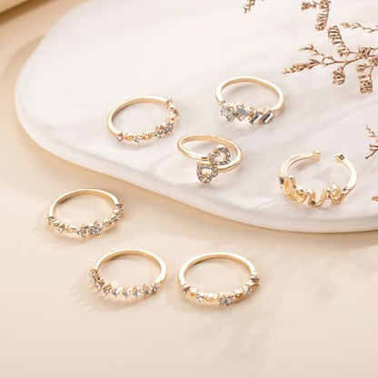 FUTIMELY Boho Retro Stackable Rings Sets for Women Knuckle Joint Finger Knuckle Nail Ring Sets Moon Stars Stack Preppy Statement Rings Cute Trendy Stuff Jewelry - style: C-3