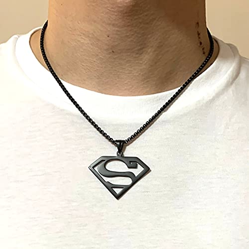 Tapp Collections Stainless Steel Superhero Pendant Necklace - color: Stainless Steel Chain / Black Color