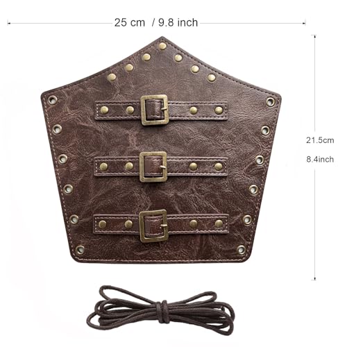 Medieval Leather Bracers Dragon Embossed Viking Leather Bracers Leather Arm Armer Cuff Leather Gauntlet Costumes Accessories - style: Buckles bracers for men-brown