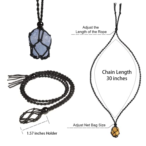 weryerker Natural Gemstone Pendant Necklace Healing Crystal Stone Pendant with Hand-Woven Rope Adjustable for Women Men - color: 1pc Blue Celestite