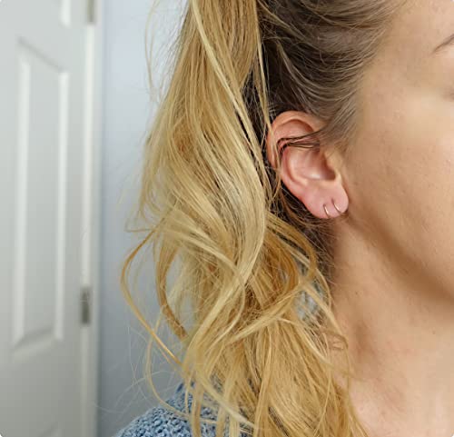 Double Hoop Earrings for Single Piercing, 3 Pairs 316L Surgical Steel Spiral Twist Illusion Lobe Cartilage Helix Hoop Earring Double Hoop Earrings for One Hole - color: Gold-6mm 8mm 10mm