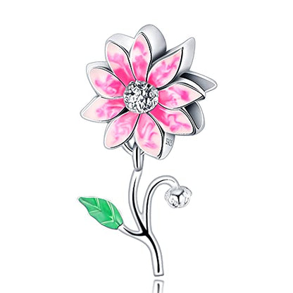 Pandach 925 Sterling Silver Charms for Bracelet&Necklace Dangle Pendant Bead with 5A Cubic Zirconia Stones,Jewelry Beads Gifts for Women - style: Bunch Of Flowers Charm