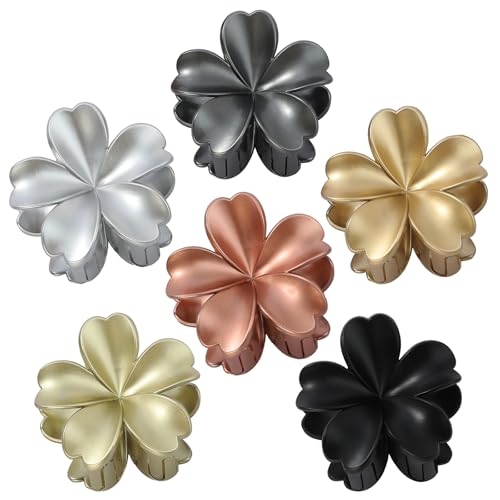 SMKSL 6 Pcs Flower Hair Claw Clips for Women Hawaiian Large Hair Clips for Thick Thin Curly Hair, Strong Hold & Non-Slip, Stylish Medium Beach Hair Accessories for Women Girls (Metallic Glitter) - color: Metallic Glitter