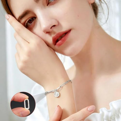 2 Pcs 925 Sterling Silver Necklace Enhancer Clasp,Hypoallergenic Pendant Enhancer Shortener,Spring Bail Pendant Connector for Necklaces, Bracelets, Anklets,Jewelry Making and Charm Holder Gift - color: Silver 0.25 x 0.52 inch