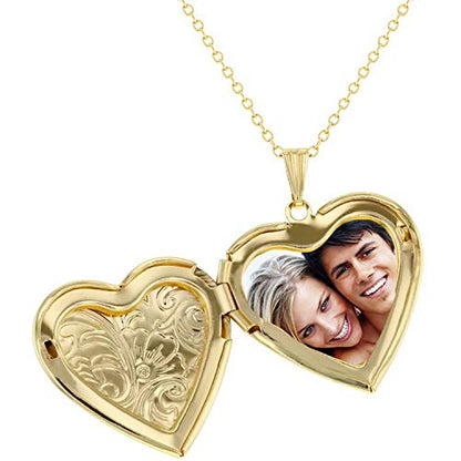 Locket Necklace that Holds Pictures Flower Lockets Pendant Necklaces Birthday Gifts Jewelry - style: Gold-plated Heart