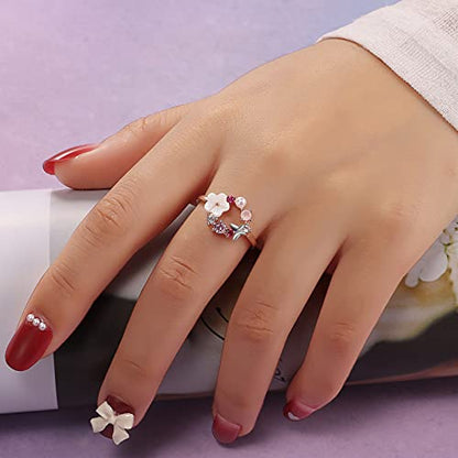 TAMHOO 9/12/15/16 Pcs Open Rings Set for Women with Sparkling Cubic Zirconia- Finger Rings Pack Stackable Rings for Teens,White Gold/Rose Gold/Gold Tone Rings for Girls - style: #2