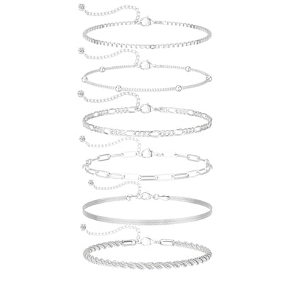 Gold Bracelets Sets for Women Waterproof | Non Tarnish Gold Plated Cuban Paperclip Link Chain Stackable，Trendy Jewelry Accessories Gifts for Women - style: 6Pcs BRACELET SET-06