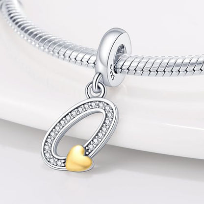 HappyStar Sterling Silver Letter Charms for Bracelets Alphabet Initial Dangle Charms Bead fit Pandora Bracelets Jewelry Gifts for Women - color: Letter charms O