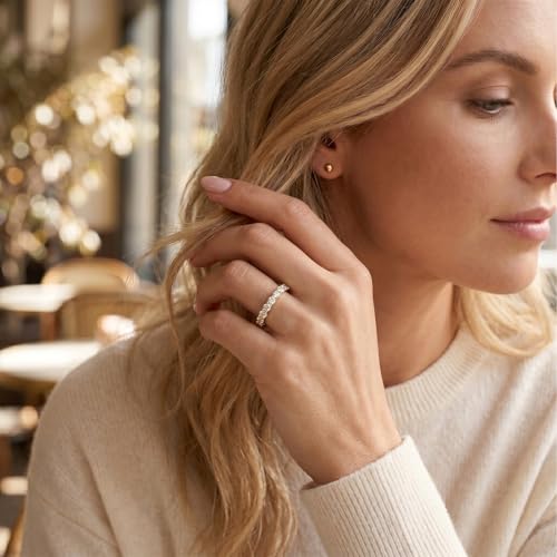 Eternity Engagement Wedding Bands Ring Gold Plated Stackable 3mm Size 4-9 - color: Gold