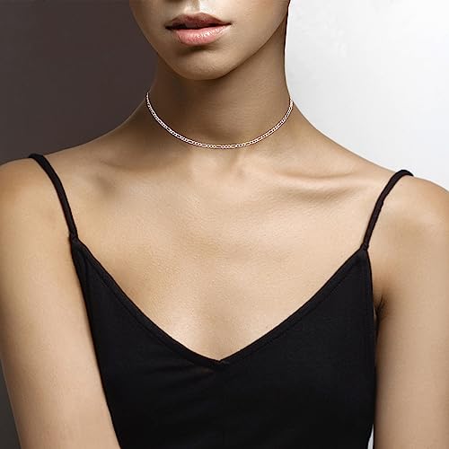 Miabella Italian 925 Sterling Silver 3mm Figaro Chain Women Men Necklace | 18K Gold Plated Option, Diamond-Cut Link Chain, Fine Jewelry Made in Italy - size: Length 16 Inches, style: sterling silver