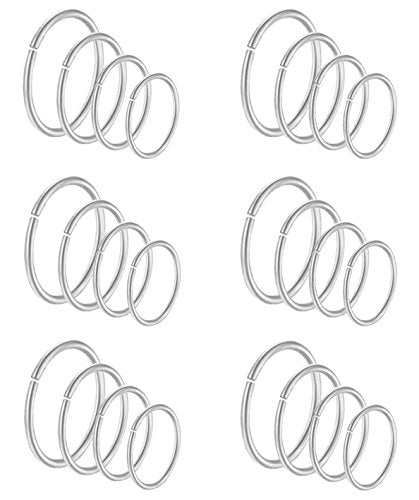 24Pcs 20G 316L Stainless Steel Nose Rings Hoop Tragus Cartilage Helix Piercing Lip Septum Ring 6-12MM Bendable - color: A: 24Pcs Silver