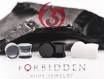 Forbidden Body Jewelry 3mm - 6mm Acrylic Ear Gauges, Solid Double Flared Saddle Plug Earrings Sold in Pairs - style: 6mm (2G) Black