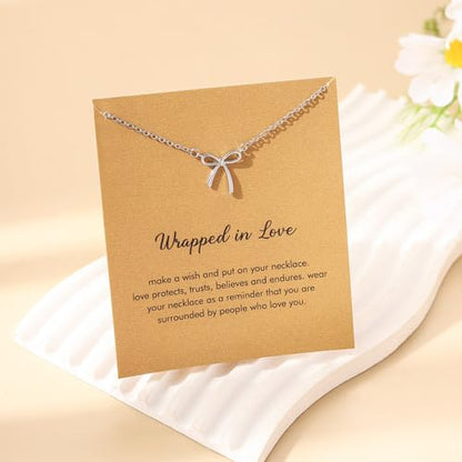 RZKING Silvery Necklace for Women, Gifts for Friend Mom Daughter Teacher - style: Bow