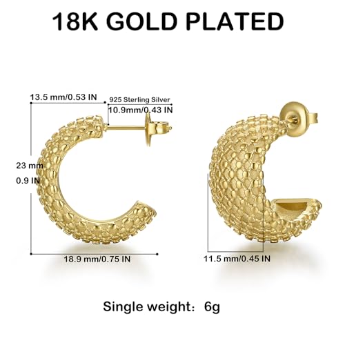 FRUMOS 18K Gold Plated Chunky Hoop Earrings for Women Fashion Thick Gold Hoops Set Jewelry for Birthday Christmas Gifts - color: Gold Braided Chunky Hoop