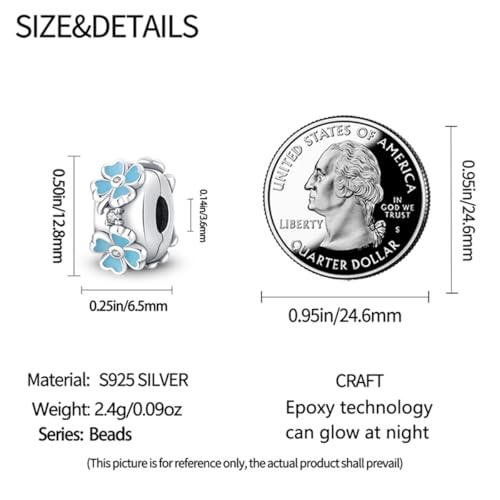 925 Sterling Silver Stopper Clip Charms for Bracelet Necklace Spacer Beads with 5A Cubic Zirconia Mother's Day Christmas DIY Gift for Women(2PCS) - style: Glow-in-the-dark four-leaf clover