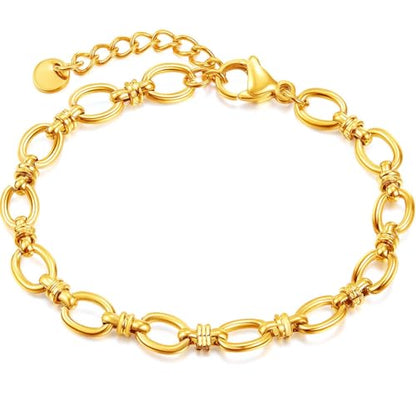 Jude Jewelers Stainless Steel Linked Infinity Charms Chain Style Bracelet - color: Gold