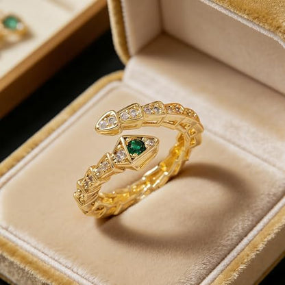 Gold Plated Snake Joint Wrap Rings for Women