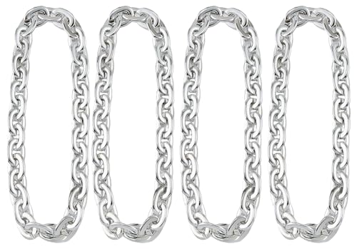 Passed colorfast test 39-inch Large Plastic Chain Necklace with Gift Box | 2/4 Pack with Gift Box,Gold Plastic Chain,Hip Hop Rapper Style, Fade Resistant,Detachable,for Parties, Awards,Prizes, Unisex - color: Silver-4pcs