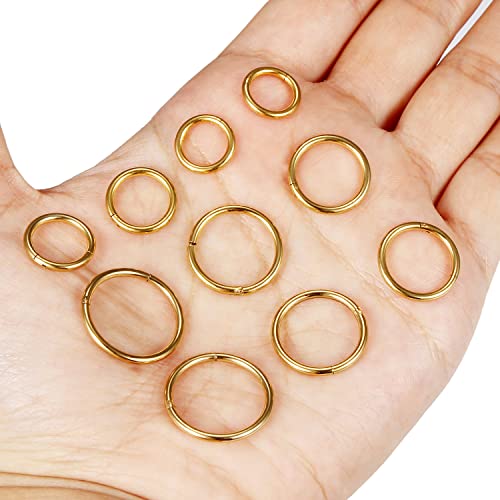Vsnnsns 14G 16G Septum Nose Rings Hoops Lip Ring Piercing Jewelry 316L Surgical Steel Hinged Segment Clicker Cartilage Tragus Helix Conch Rook Daith Lobe Earrings Hoops Piercing Jewelry for Women Men - color: 14G-Gold