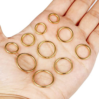 Vsnnsns 14G 16G Septum Nose Rings Hoops Lip Ring Piercing Jewelry 316L Surgical Steel Hinged Segment Clicker Cartilage Tragus Helix Conch Rook Daith Lobe Earrings Hoops Piercing Jewelry for Women Men - color: 14G-Gold