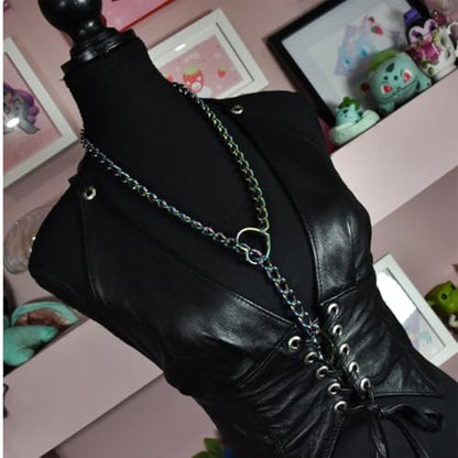 Heart O-ring Slip Chain Necklace For Women Handmade Punk Heart Slip Chain Choker Necklace Stainless Steel Cuban Chain Necklace Punk Rock Collar Necklace Adjustable Lariat Y Necklace ﻿ - color: Colour