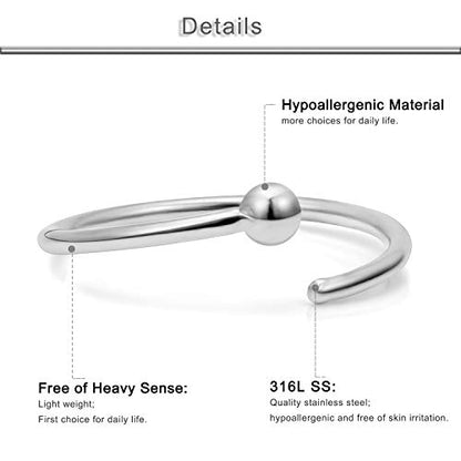 22G Thin Nose Rings Hoops 316L Surgical Steel Captive Bead Septum Nose Hoop Rings Eyebrow Lip Rings Cartilage Helix Rook Daith Earring Piercing Jewelry For Men Women 8mm - color: 6PCS-8MM-Mix Color #1