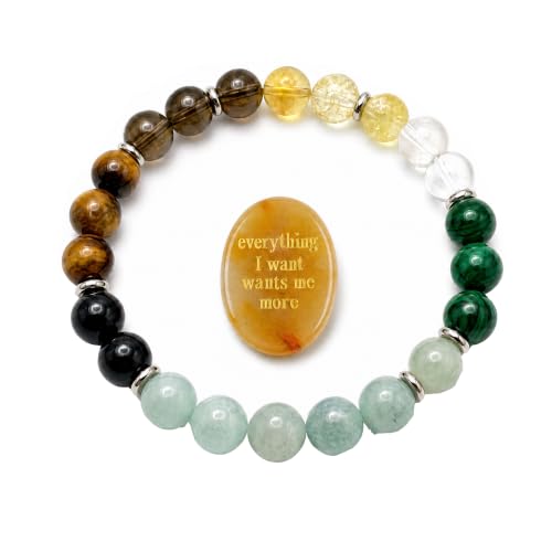 8MM Beaded Stretch Bracelet Gift Set-Natural Healing Crystal | Handmade, Ideal Gift,Unisex, Various Natural Stone ,For Healing&Stress Relief&Money&Protection, For Meditation & Yoga - color: Yellow