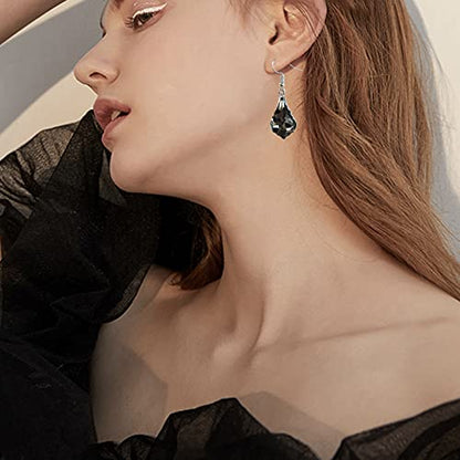 Unique Sparkly Multi-color Crystal Teardrop Dangle Drop Earrings Rainbow Crystal Geometry Earrings for Women Statement Chic Charm Jewelry Gifts - color: Grey