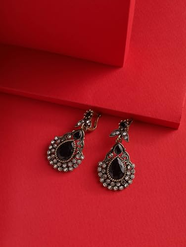 Christmas Halloween Red Heart Shaped Pattern Alloy Earrings, Gothic Antique Style Jewelry for Women - style: Earrings EARR.004