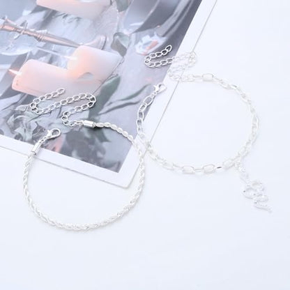 Boho Layered Snake Anklet Bracelet Gold Snake Dangle Ankle Bracelets Chunky Paperclip Chain Anklet Punk Double Layer Anklets Foot Chain Jewelry for Women - color: Silver