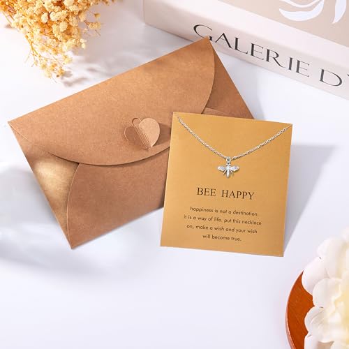 Silver Necklaces for Women Teens, Best Friend Necklace Sister Daughter Gift | Horseshoe Butterfly Swan Wave Evil Eye Necklace Graduation Chritmas Birthday Gifts for Women, Stainless Steel - style: Bee
