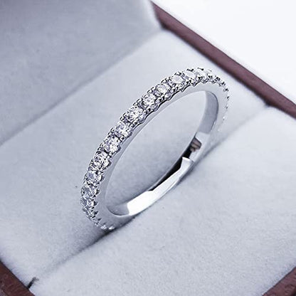 Bo.Dream Cubic Zirconia Eternity Rings Wedding Band 925 Sterling Silver - color: 0.98ct.tw (2.2mm full)
