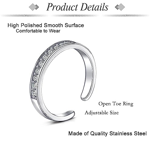 JFORYOU Toe Rings for Women Adjustable Open Toe Rings with Anklet Set CZ Flower Toes Ring for Summer Beach Foot Jewelry - color: 4pcs-silver toe rings Style A