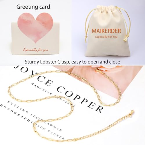 14K Gold Plated Paper Clip Chain Link Necklace Satellite Chain Necklace for Women - color: Dainty Paperclip Necklace