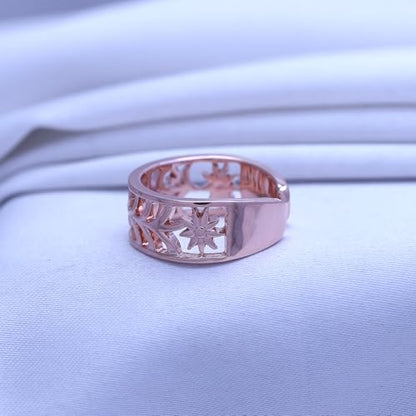 Adjustable Flower Toe Ring for Women | Metal: Sterling Silver - color: rose-gold