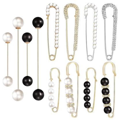 12 PCS Sweater Shawl Clips Retro Sweater Shawl Clips Faux Crystal Pearl Brooch Pins for Women Girls Costume Accessory - color: Classic 3