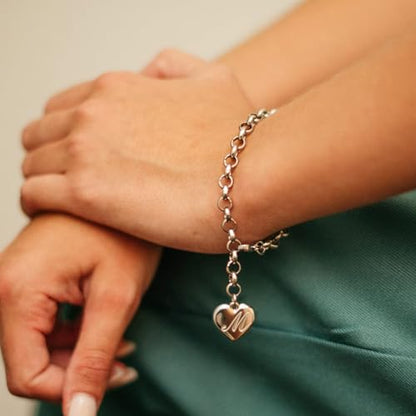 Monily Birthday Gifts for Women Initial Charm Bracelets for Women Letters Alphabet Heart Bracelet for Women - color: R: Heart