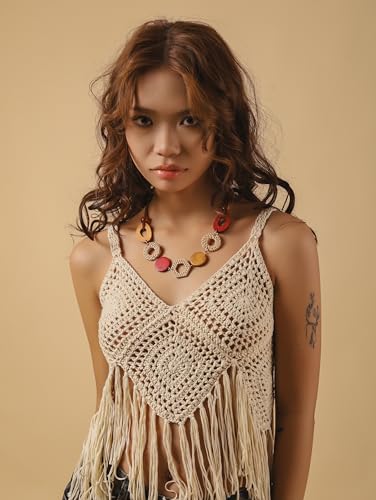 MINACHI Handmade Braided Necklace for Women, Wooden Beads, Rattan Charm, Vintage Style, Gift Jewelry - style: Necklace NECK.005
