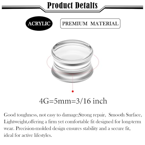 6G-50mm Solid Ear Plugs Tunnels for Women Men Double Flared Saddle Ears Gauge Plug Stretcher Expander Piercing Body Jewelry Black White Clear 1 Pairs - color: Clear Tone, size: 4 Gauge(5mm) = 3/16 inch