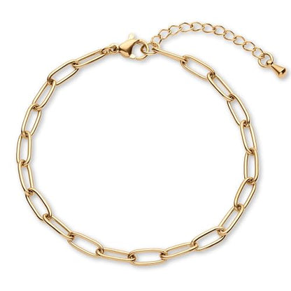 Gold Bracelets for Women, Paperclip Link Chain Adjustable Bracelet with a Lobster Clasp 18k Real Gold Plated Yellow Rose Silver Stainless Steel, Handcrafted Jewelry, Birthday Graduation Christmas Gift