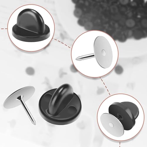 JANYUN 40 Pairs Rubber Blank Pin Backs Butterfly Clutch Backings Holder | Tie Tacks Keepers with 9mm Length 10mm Width,Replacement Holder Clasp Lapel Enamel Pins for Craft Making Brooch Badges
