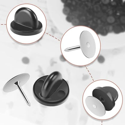JANYUN 40 Pairs Rubber Blank Pin Backs Butterfly Clutch Backings Holder | Tie Tacks Keepers with 9mm Length 10mm Width,Replacement Holder Clasp Lapel Enamel Pins for Craft Making Brooch Badges
