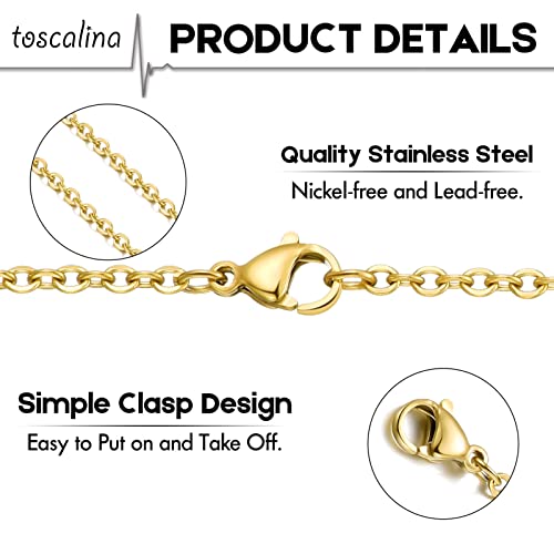 TOSCALINA 20 Pack Necklace Chains Gold Plated Stainless Steel Cable Chain Necklace Bulk for Jewelry Making, 24 Inches - size: 24 Inches